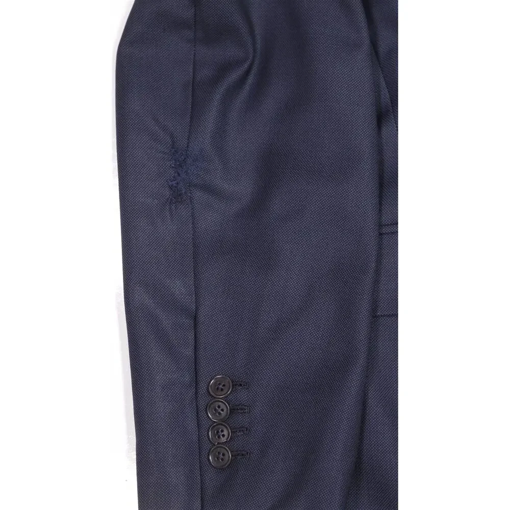 Loro Piana Bespoke Tailored Navy Blue Birdseye Woven Super 150's Wool Blazer 42R